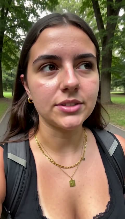 AI-generated presenter speaking to the camera outdoors